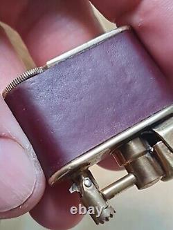 Briquet lancel 1930 à essence en cuir et laiton ancien bon état Art Déco