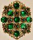 Broche Art Déco Sertie De Strass Vert XXL