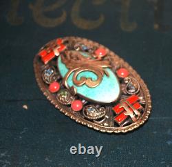 Broche ancienne art deco Max Neiger dragon série chinoise