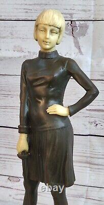 Bronze Fencer Escrime Statue Abstrait Figurine Sport Laiton Sculpture Art Déco