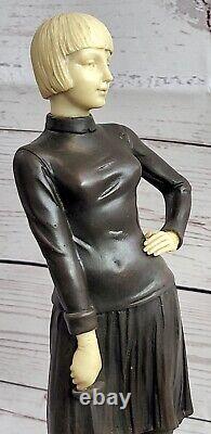 Bronze Fencer Escrime Statue Abstrait Figurine Sport Laiton Sculpture Art Déco