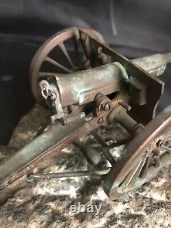Canon de 75 en laiton, socle en pierre vers 1910-1920 WW1 french field gun