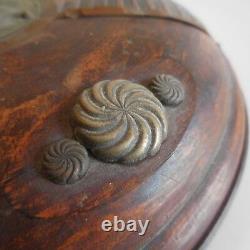 Coffret bois marqueterie cuivre laiton fait main France art déco ethnique N3459