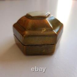 Coffret boite bijou miniature fait main PP cuivre nacre laiton vintage N4144