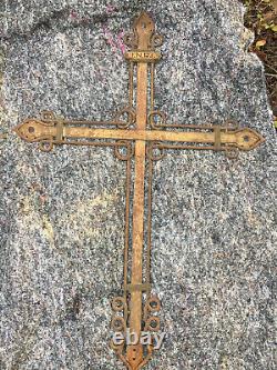 Croix grande en fer Forger et Laiton Art Déco 1900 de Couvent (Dom Bellot)