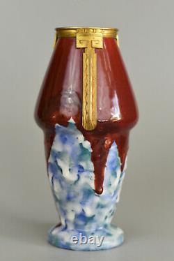 DArgyl Vase conique Art Déco Céramique et laiton France, vers 1928