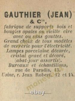 Ejg (jean Gauthier) Suspension En Laiton Nickelé & Globe En Verre Pressé 1930