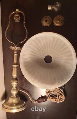 Elegante Lampe Lyre Art Deco 1900 Art Nouveau Verre Moire Champignon Type Meduse