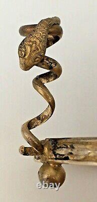 Encrier Ancien Art Déco Géometrique Porcelaine Type Aladin Laiton Serpent 1925