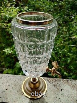 Fontaine à absinthe en Cristal Vintage Ancienne et piétement Laiton Art Déco