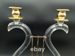 Gold and Lucite Lyre Candlestick by ARTYDEC
