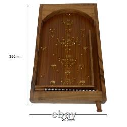 Grand plateau de table bagatelle en bois jeu de flipper en laiton rétro art déco