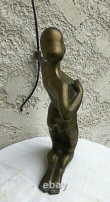 Grand statue bronze laiton femme a l'arc art deco