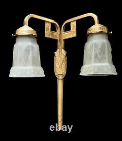 Grande applique murale Art Deco bronze laiton doré vintage France 1980s