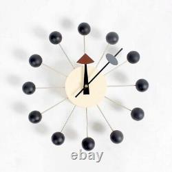 Grande horloge murale Vitra Ball des années 1950 en métal noir et laiton