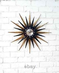 Horloge murale 30 pouces or noir laiton doré art déco style George Nelson