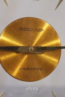 J. Auricoste & Jaeger Lecoultre Pendule art déco laiton doré 1930s