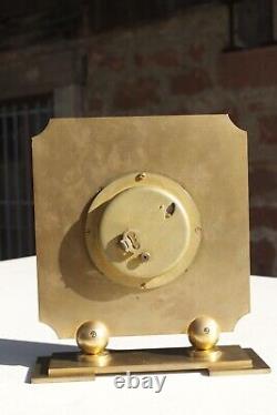 Jean Emile Puiforcat Rare pendule à poser laiton doré Art Déco France 1930s