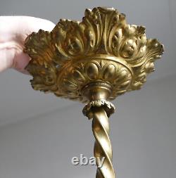 LUSTRE PLAFONNIER MONTURE LAITON BRONZE 1900 Grosse tulipe fleur