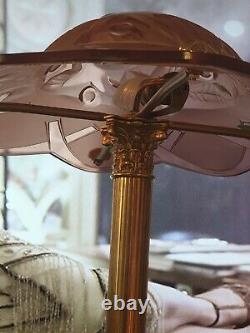 Lampe Art Déco Art Nouveau Verre Moulé (Bronze ou Laiton)