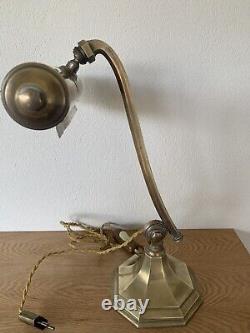 Lampe Art Déco Laiton Articulée Brevetée S. G. D. G Années 1920 1930 Gravée