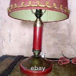 Lampe Art Déco Laiton et bois rouge