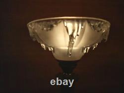 Lampe Colonne Art Deco 1930 Glaçon Pte Verre Ezan Laiton Cuivre Patine Bronze