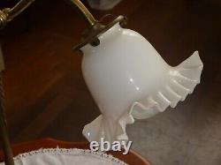 Lampe De Bureau Monte Et Baisse Art Deco Abat Jour Tulipe En Opaline Fonctione