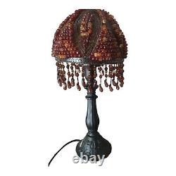 Lampe Franges Perles Vintage Art Deco Victorienne