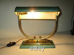 Lampe Moderniste Laiton & métale émaillé Art Deco 1930 /50 Adnet Perzel