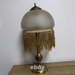 Lampe Vintage En Laiton Avec Pampilles Art Déco / Art Nouveau