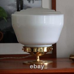 Lampe à poser bureau laiton globe ancien verre blanc