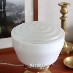 Lampe à poser bureau laiton globe ancien verre blanc