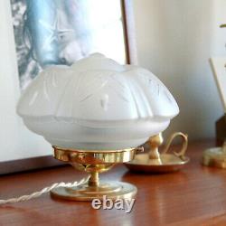 Lampe à poser chevet bureau laiton globe verre dépoli art déco ancien vintage
