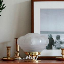 Lampe à poser chevet bureau laiton globe verre dépoli et gravé ancien vintage