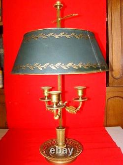 Lampe bouillotte à 3 bougeoirs époque second Empire Napoléon III