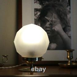 Lampe chevet bureau laiton globe verre dépoli art déco ancien vintage