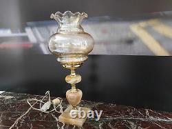 Lampe chevet table éclairage vintage déco art nouveau marbre albâtre verre N490