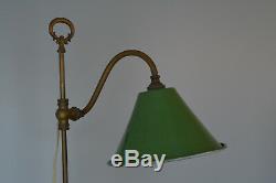 Lampe de bureau col de cygne Art Deco laiton et email / Vintage Desk lamp