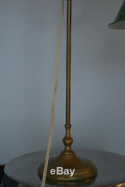 Lampe de bureau col de cygne Art Deco laiton et email / Vintage Desk lamp