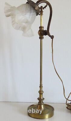Lampe de bureau en laiton orientable col de cygne Année 50/60 Art Déco