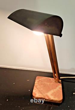 Lampe de bureau liseuse banquier notaire marbre métal laiton design atelier
