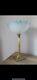 Lampe de table ART DECO en laiton avec abat -jour en verre satine grave