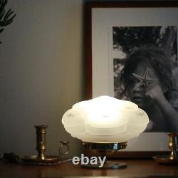 Lampe de table chevet bureau laiton globe verre dépoli et gravé ancien vintage