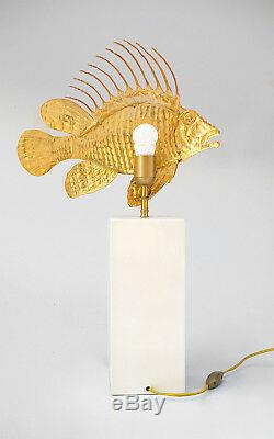 Lampe en laiton doré poisson rascasse, circa 1950