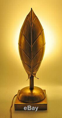 Lampe feuille en laiton design année 80 dlg Tommaso Barbi style art déco