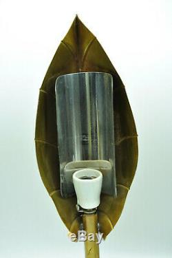 Lampe feuille en laiton design année 80 dlg Tommaso Barbi style art déco
