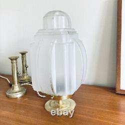 Lampe globe en verre skyscraper ancien pied laiton vintage art deco LAMP-7061