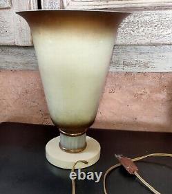 Lampe vase Art Deco Aluminium Laqué cuivre et tiges en verre