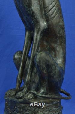 Lévrier Laiton Bronze Patine Sculpture Figurine Statue Art Déco Cadeau Solde